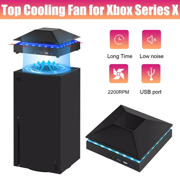USB Cooling Fan for Xbox Series X Game Console Adjustable RGB Low Noise Cooler