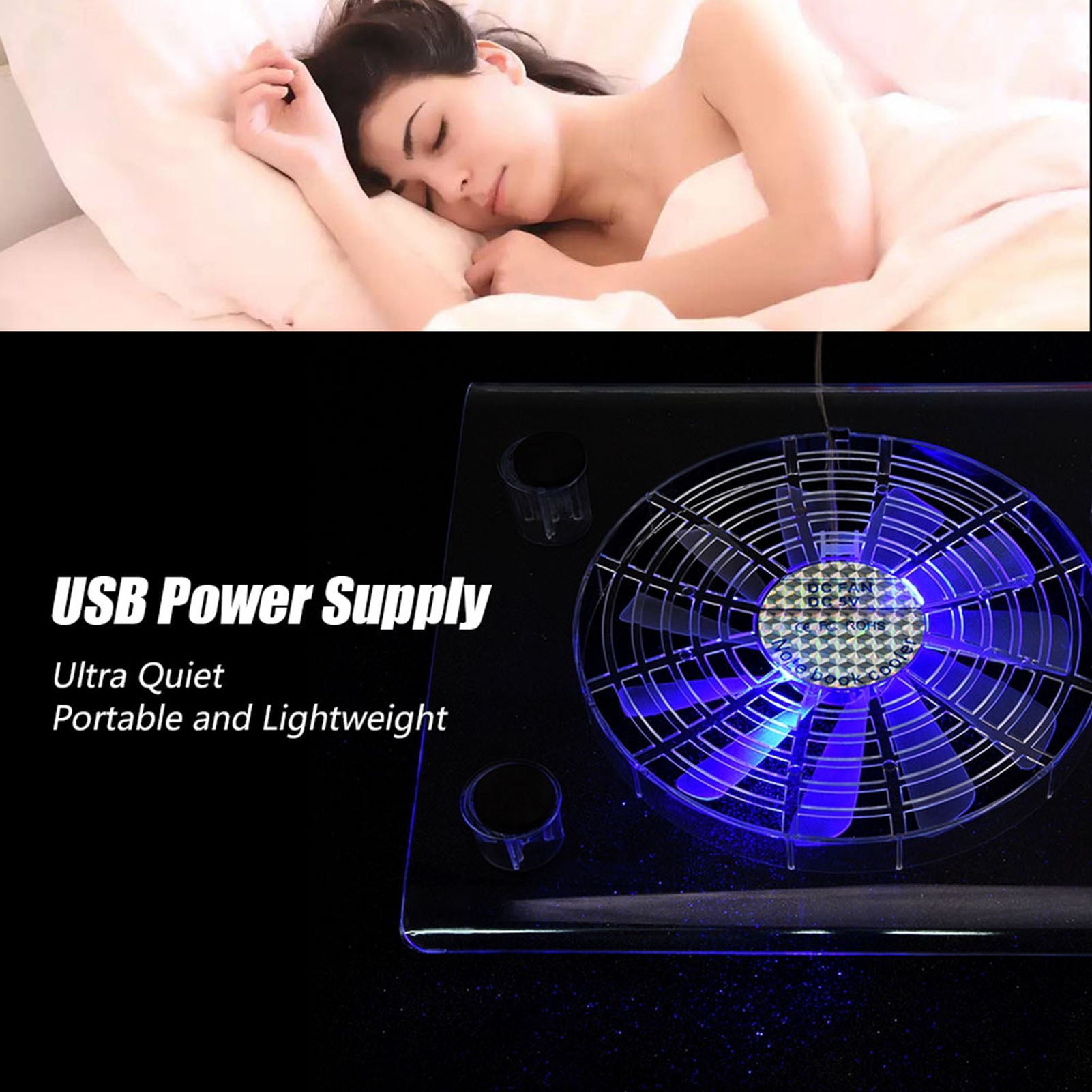 USB Cooling Pad Notebook Stand LED RGB Fan Cooler 1400RPM For PS3