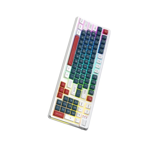 USB Cord Keyboards Mechanical Tactile Feel 97Key RGBs Backlits Adjustable Volumes Wheel ABS Office Use