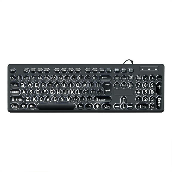 USB Cord Large Print Full Size Computer Keyboards White for Visually Impaired Beginner and Senior