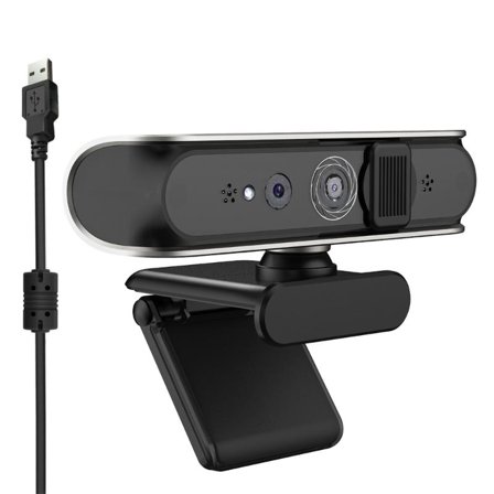 USB Cord WindowsHello Facials Recognition Camera with 1080P Quality and Noise Canceling Microphones