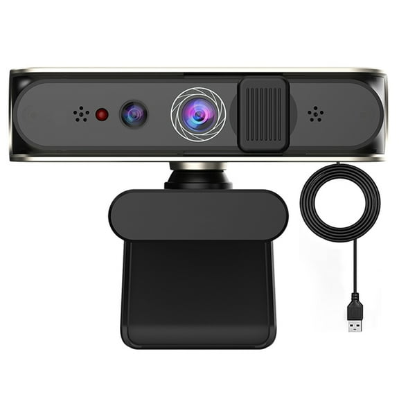 USB Cord WindowsHello Facials Recognition Camera with 1080P and Noise Canceling Microphones