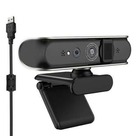 USB Cord WindowsHello Facials Recognition Camera with 1080P and Noise Canceling Microphones