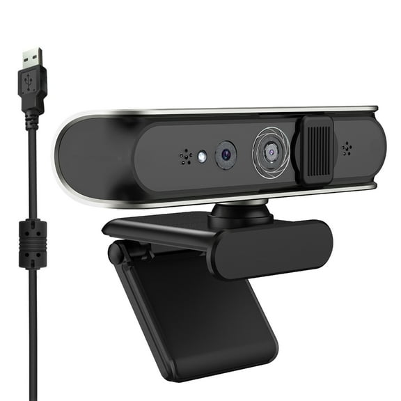 USB Cord WindowsHello Facials Recognition Camera with 1080P and Noise Canceling Microphones