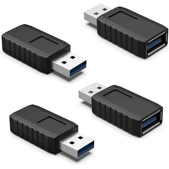 USB Coupler Male to Female 4Packs 3.0 Type A Adapter Superspeed 5Gbps Port Extension Connector Bridge Compatible with Laptop Computer Hard Drive Printer Camera