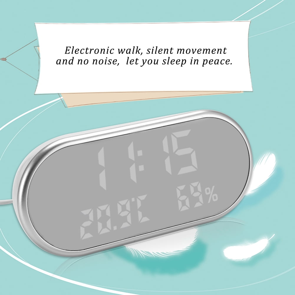 USB Creative LED Digital Alarm Clock Night Light Thermometer Hygrometer Calendar Display White