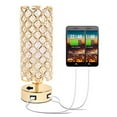 thumbnail image 1 of USB Crystal Table Lamp, Gold Table Lamp with Dual USB Charging Ports, Bedside Light Metal Base Stylish, Modern Lamp with Crystal Lamp Shade, Nightstand Light for Bedroom Living Room Entryway Office, 1 of 3