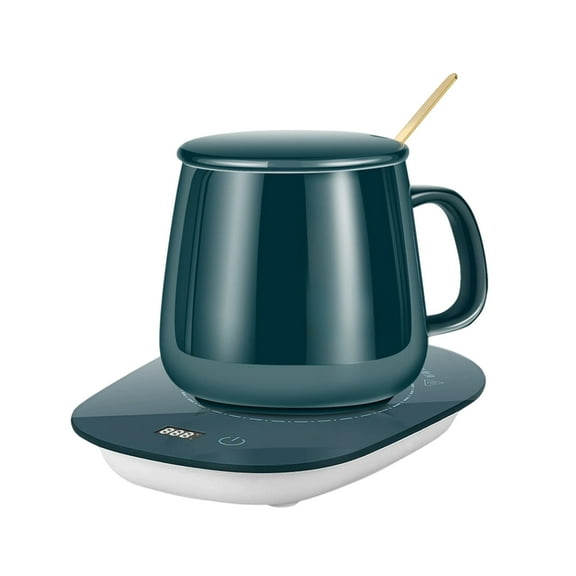 USB Cup Warmer with Digital Display, Ceramic & Glass Heating Pad, Constant Temperature, Three Adjustable Settings, Office & Home Use
