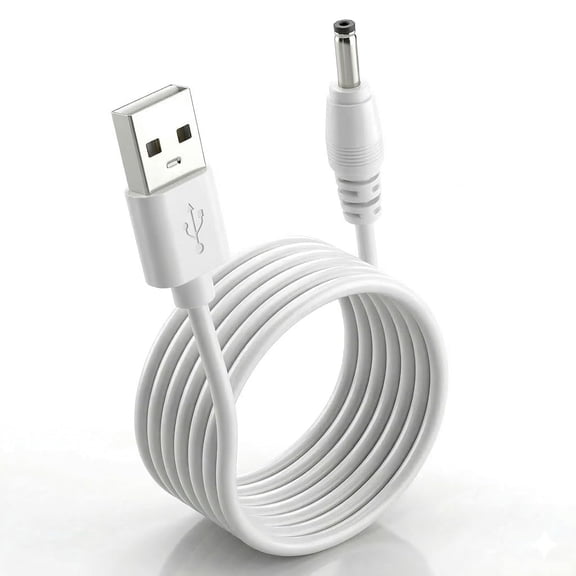 USB to DC 3.5mm Cable, 5V DC Power Cord, 3.5 x 1.35mm DC-5V Plug Barrel Connector Charge Cables, Barrel Jack Adapter Connector Charging Cable Plug for Fans, Lamps, Electronic Devices (White)