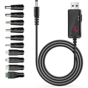 USB to DC 9V 12V Charging Cable, Universal Power Cord for Toys,Watches,Speaker,Camera,Monitor,Table Lamp,Phones,LED Light Strip, Router, DC 5.5 x 2.1mm with 10 Connector 3.3FT