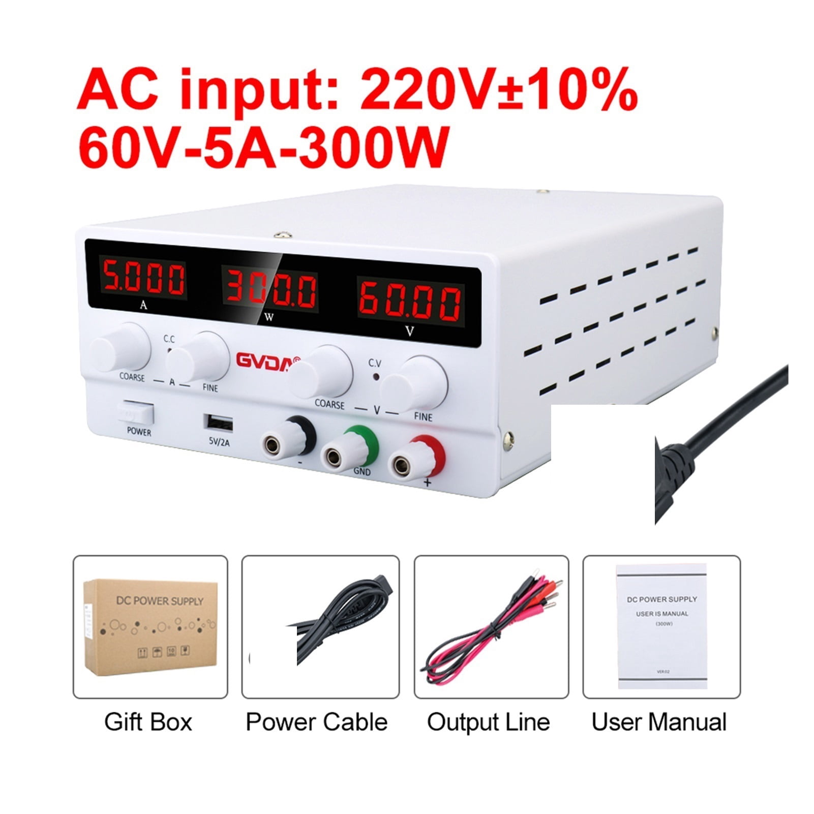 USB DC Regulated Laboratory Power Supply Adjustable 30V 10A Voltage ...