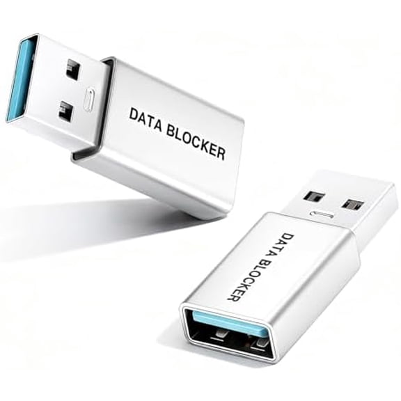 USB Data Blocker, USB3.0 Male to Female Adapter, Only for Charging, Protect Against Juice-Jacking, Refuse Hacking Provide Safe Charging 2Pack-Grey