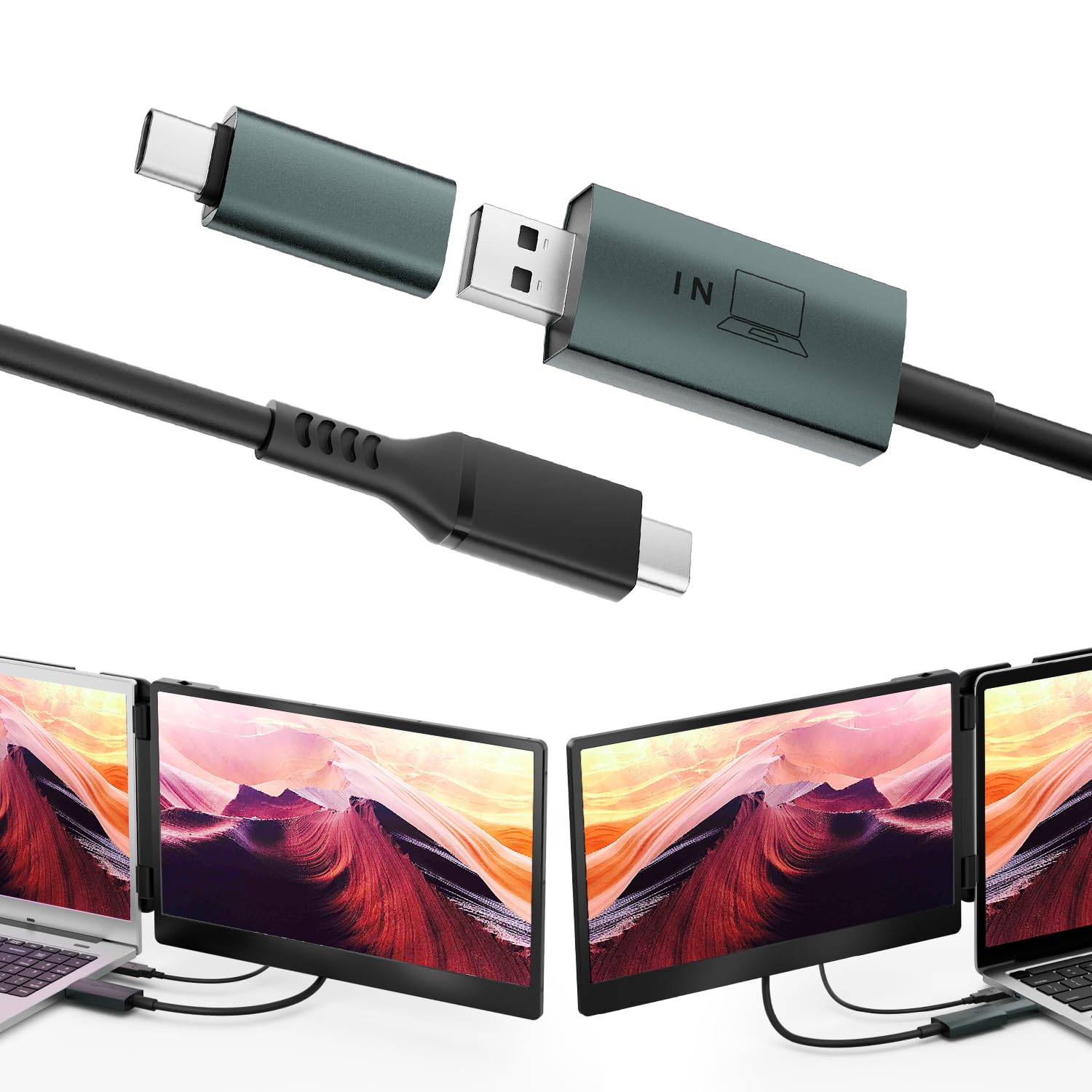 USB Data to Video Conversion Hub, HD Video Transfer Cable for Laptops