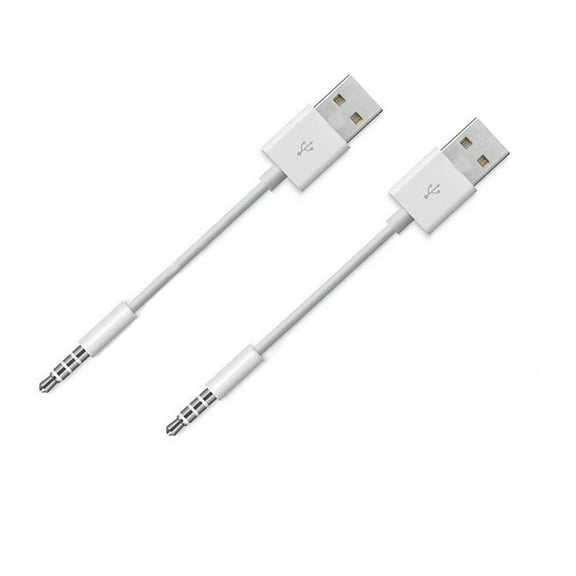 USB Date Cable Amicable Charger Cable,(2-Pack) 3.5 mm Jack USB Compatible Ipod Shuffle 3rd 4th 5th 6 7