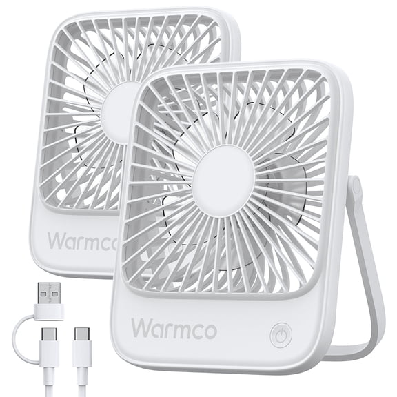 USB Desk Fan 2Pack, USB C Corded Powered Personal Fan, Strong Airflow Quiet Operation, 3 Speeds Wind Small USB Desktop Fan With 180° Tilt Folding for Office Table Home