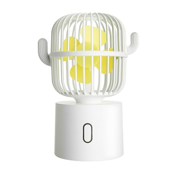 USB Desk Fan, Cactus Small Personal Fan with 2400mAh Rechargeable Battery, 80° Auto Rotation & 3 Speeds, Portable Table Fan for Travel, Outdoor, Vacation & Concerts