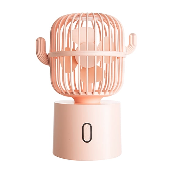 USB Desk Fan, Cactus Small Personal Fan with 2400mAh Rechargeable Battery, 80° Auto Rotation & 3 Speeds, Portable Table Fan for Travel, Outdoor, Vacation & Concerts