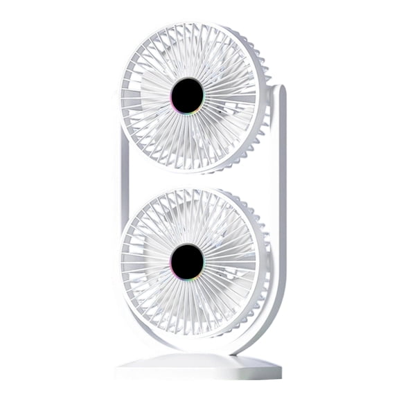 USB Desk Fan Dual Head Vertical Design for Dual-Zone Cooling, Quiet & Compact for Office, Dorm, Bedroom, Study or Kitchen Use