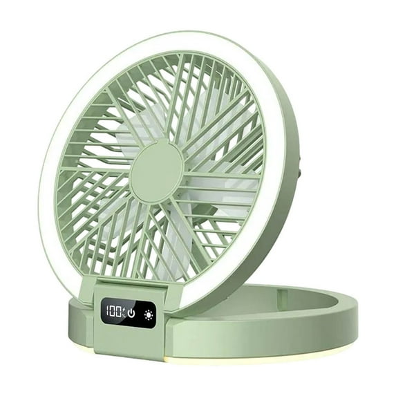 USB Desk Fan with Night Light, Strong Airflow, 5.5 Inch Portable 90° Rotate Quiet Cooling, Small Personal Table Fans for Bedroom Home Office Travel Green
