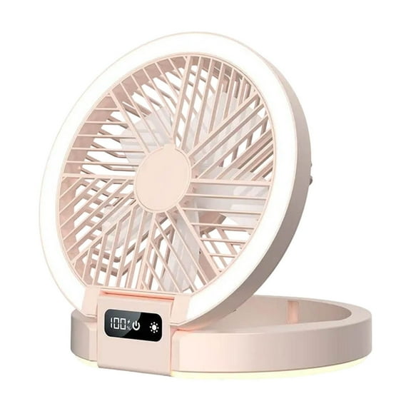 USB Desk Fan with Night Light, Strong Airflow, 5.5 Inch Portable 90° Rotate Quiet Cooling, Small Personal Table Fans for Bedroom Home Office Travel Pink