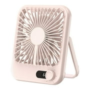 USB Desk Fan, Personal Fan Small Portable Table Fan with 180° Tilt Folding and Power Display and, Battery Rechargable Fan 5 Speeds Strong Wind Ultra Quiet Cooling Fan For Bedroom Desktop Travel，Pink