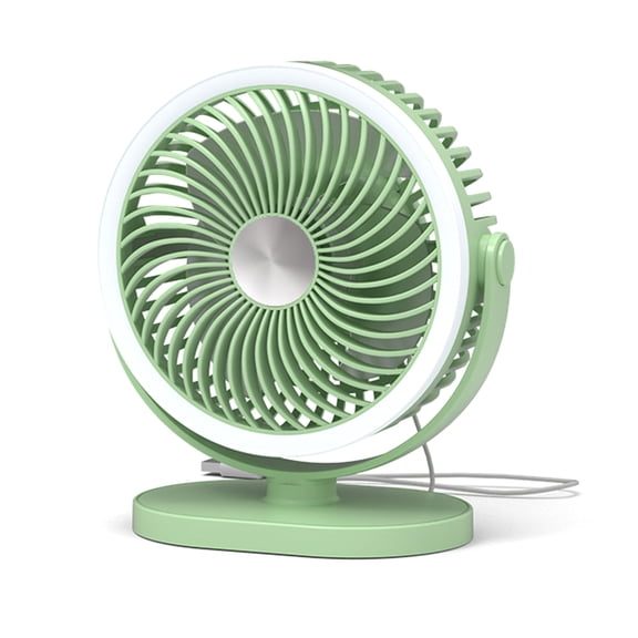 USB Desk Fan Quiet 360° Rotation 2-Speed Adjustable With LED Light For Desktop