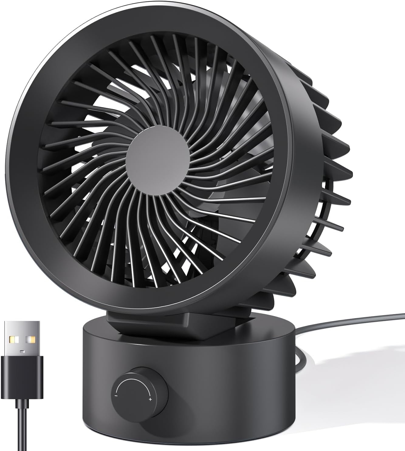 USB Desk Fan Small Quiet, Stepless Speed Flexible Adjust Mini Fans for ...