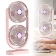 thumbnail image 1 of USB Desk Fan Tower Fan Portable Oscillating Fan, Rotation Dual Head Circulation Fan with 5 Speed Adjustable Quiet Motor, Rechargeable Type-C Table Fan for Bedroom Dorm Room Office Desktop Home, B, 1 of 9