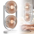 thumbnail image 1 of USB Desk Fan Tower Fan Portable Oscillating Fan, Rotation Dual Head Circulation Fan with 5 Speed Adjustable Quiet Motor, Rechargeable Type-C Table Fan for Bedroom Dorm Room Office Desktop Home, C, 1 of 9