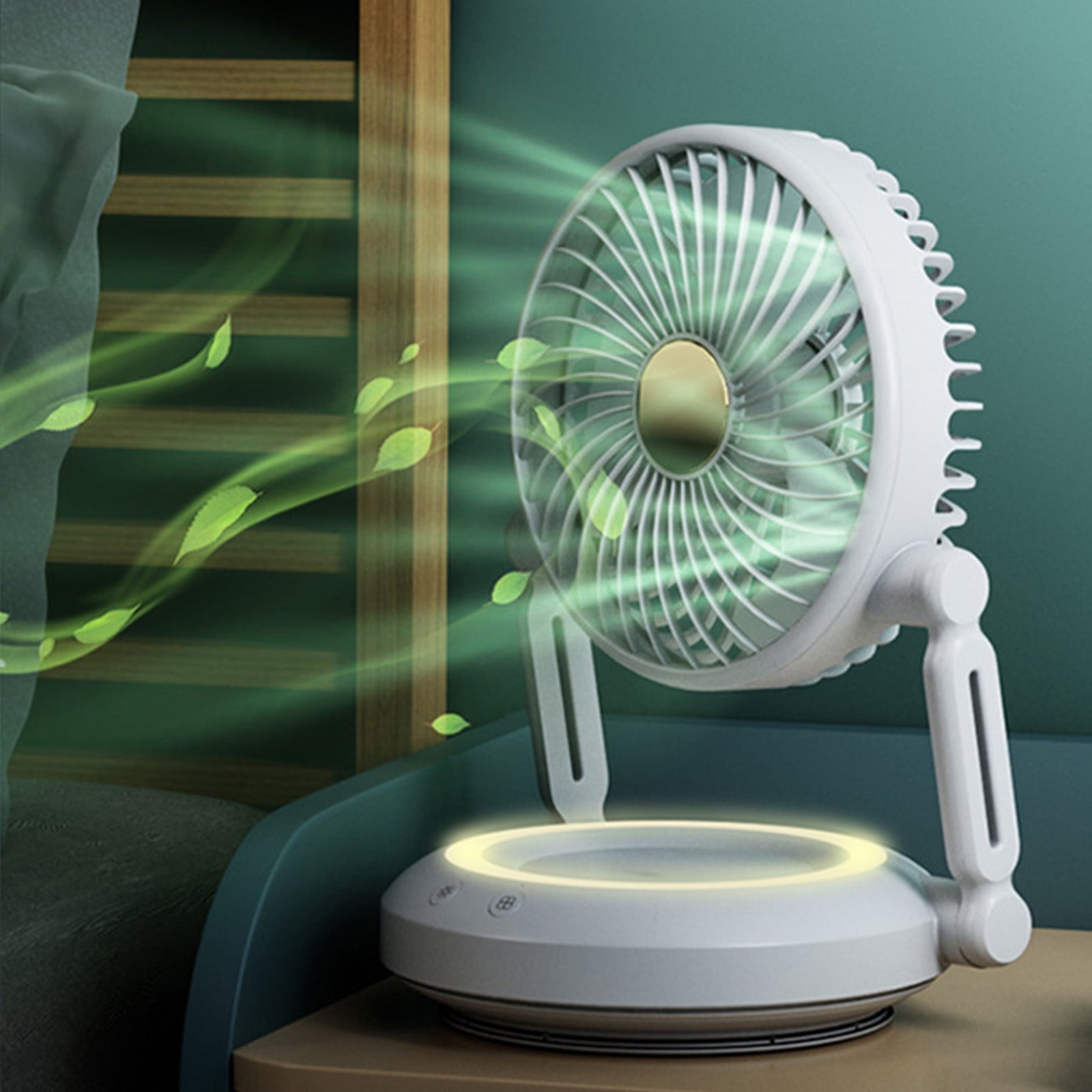 USB Desk Fan,With Night Light Function, 3 Speeds Desktop Table Fan ...