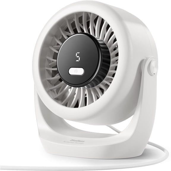 USB Desk Turbo Fan, Ultra-Quiet Mini Desk Fan, Powerful Wind, LED Display, 5 Speed, 360 Rotating Small Portable Fan for Home, Office and Outdoor Cool Tech Gadgets - TurboBreeze