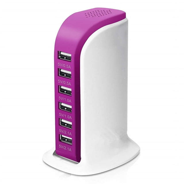 USB Desktop Charger 6-Port USB Charging Station Rapid Hub Charger 6A ...