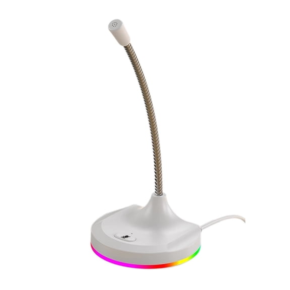 USB Desktop Microphone PC Computer Microphone Adjustable Studio Microphone with LED Lighting Gaming Chatting Online Class