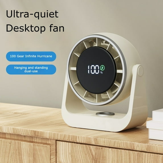 USB Digital Display Quiet High-Speed Turbo Fan - Office Desktop Circulating Cooling Fan, Wall-Mountable & Desktop Use