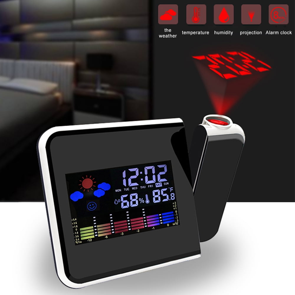 EUWBSSR LED Display Projection Alarm Clock, Temperature & Humidity ...