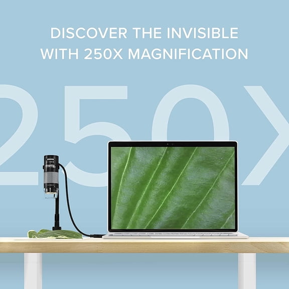 USB Digital Microscope 250x, 2MP Camera with Flexible Arm Stand - Handheld USB & USB-C Microscope, Windows, , ChromeOS, Linux, Android, Compatible