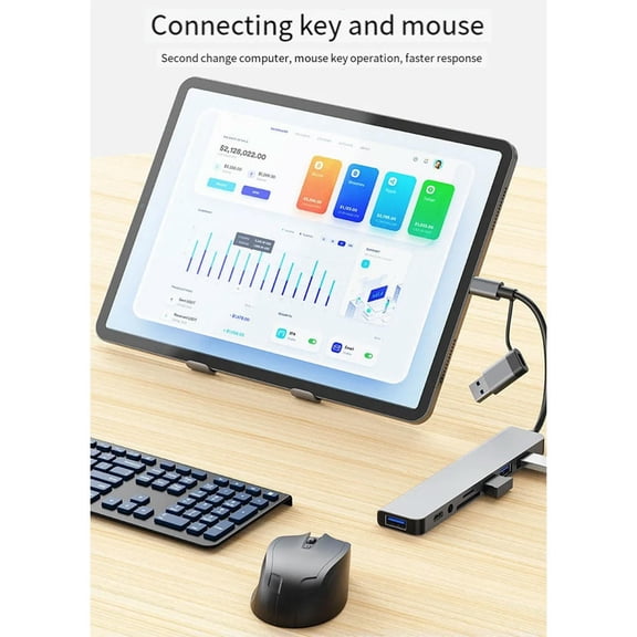 USB Docking Station 8-In-1 Hub With PD100W,SD/TF,Audio3.5, For Laptops, Tablets And Phones