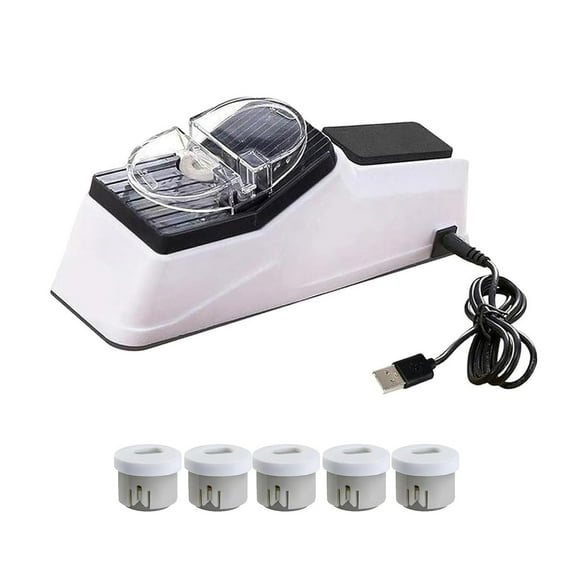 USB Electric Blade Sharpener - Double Sided Sharpening Tool 5 Replacement Grinding Wheels, USB-Powered Fast Sharpening, Durable Stainless Steel, Portable Easy to Use, Perfect for Kitchen Blades, 1set