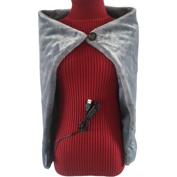 USB Electric Blanket, Heated Shawl Throws 5V/2A-3 Heating Levels & 3 Hours Auto Off Scarf Neck Shoulder Blanket (Grey)