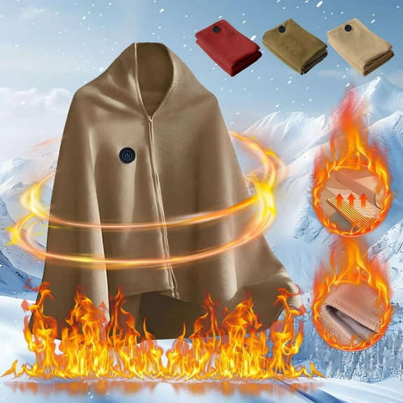 USB Electric Blanket, Portable Heated Scarf, Wireless Electric Blanket with 10000 mAh Battery, Heated Scarf with 3 Levels Temperature Control, Heating Poncho Wraps