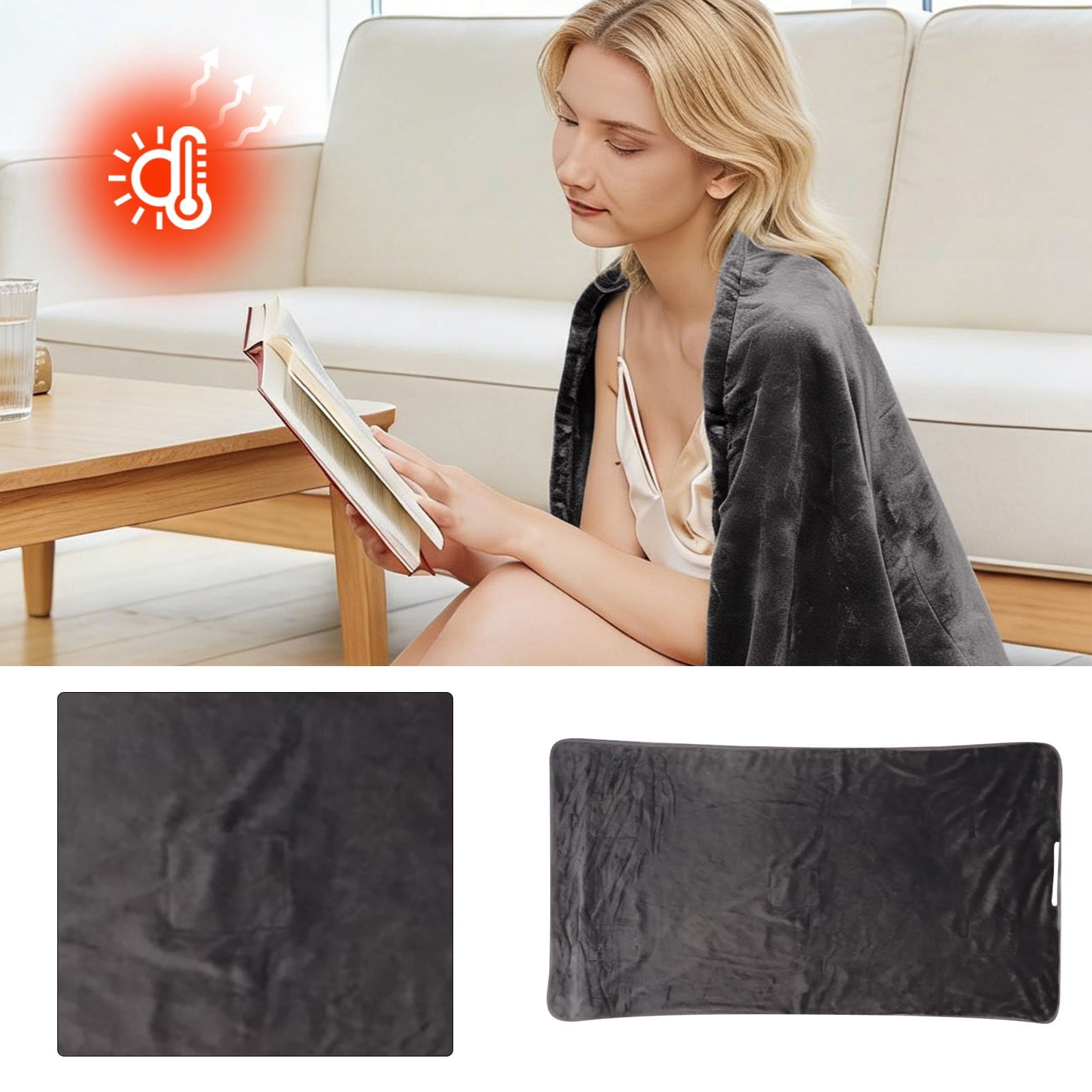 USB Electric Heated Blanket 59.05" x 31.49" - Portable Personal Heated Throw with 3 Heat Settings for Car, Office, Library, Outdoor & Travel Use