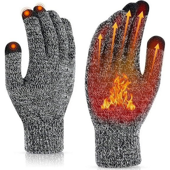 USB Electric Heated Gloves, Hand Touch Screen Adjustable Winter Gloves for Men and Women, Grey