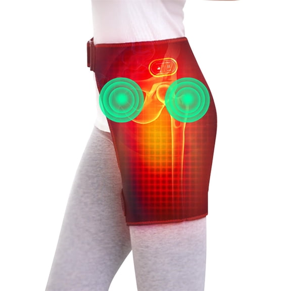 USB Electric Heated Hip Brace, Hip Thigh Brace Massager for Men Women, with 3 Vibration and Heat Settings, Hip Support Brace for Thigh, Hamstring. (not included power bank)
