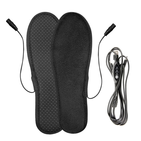 USB Electric Heated Insole, Anti-Slip, 3 Temperature Adjustable Men Women Foot Warmer Plush Heating Shoe Pad