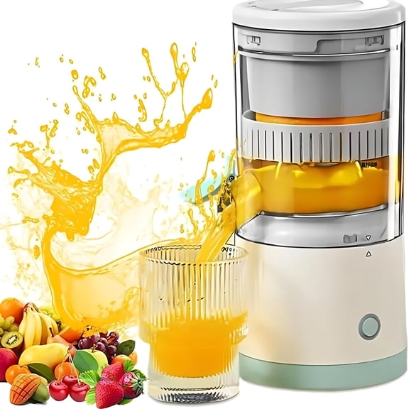USB- Electric Juicer Suitable for Oranges, Lemons, Kiwi, Grapefruit & Citrus - Portable Rechargeable Citrus Fruit Press with Removable Parts, Pulp Separation System, Compact for, Office, Travel -