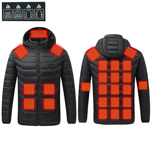USB Electric Rechargeable Jacket for Men and Women 26 Heating Zones Coat for Winter Outdoor Black XL