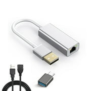 USB to Ethernet Adapter, Driver Free USB 3.0 to Gigabit Ethernet LAN Network Adapter, 100/1000 Mbps RJ45 Internet Adapter Compatible with Laptop, MacBook, Surface, PC with Windows, XP, Mac/Linux