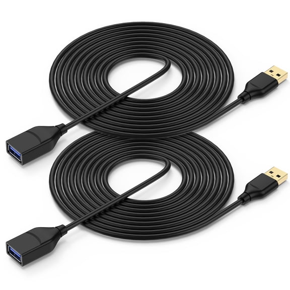 USB Extension Cable 10ft,2Pack USB Extender Cord 10FT USB 3.0 Extension Cable USB to USB Cable Male to Female 3A Fast Charging Data Transfer Type A to Type A Cord for Webcam,USB Keyboard,Printer