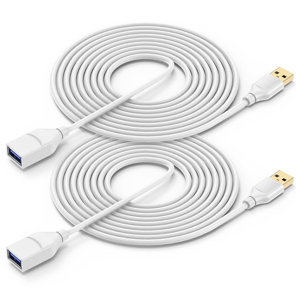 USB Extension Cable 10ft,2Pack USB Extender Cord 10FT USB 3.0 Extension Cable USB to USB Cable Male to Female 3A Fast Charging Data Transfer Type A to Type A Cord for Webcam,USB Keyboard,Printer