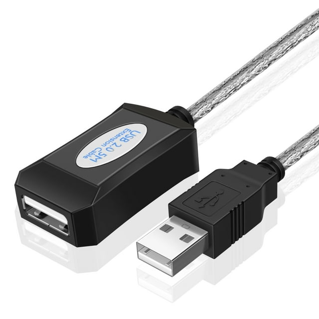 USB Extension Cable 15 ft High Speed USB 2.0 Active Extender Cord Repeater Booster Type A Male